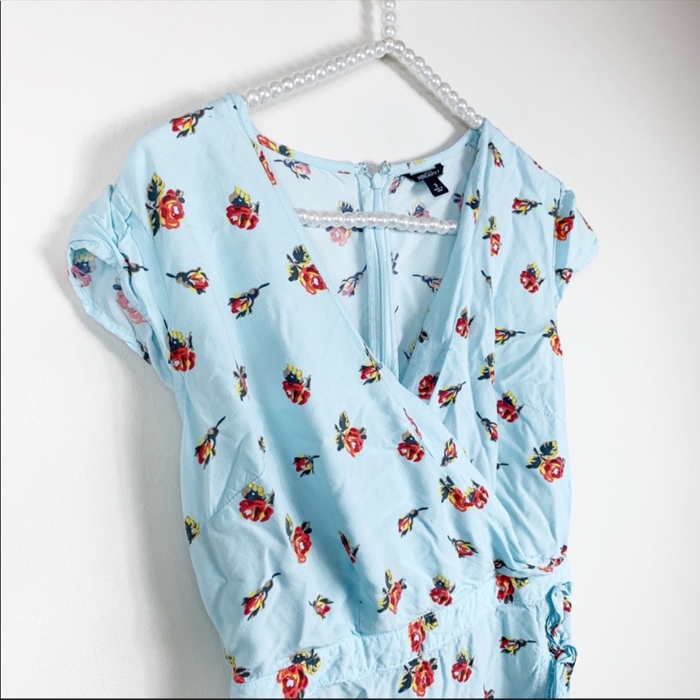 J Crew Faux-Wrap dress Roses Print Blue2 #J4556 - Picture 3 of 8